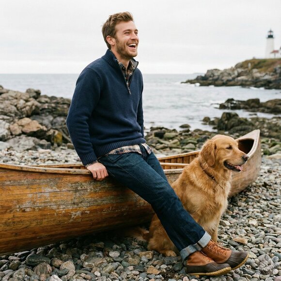 L.L. Bean Other - L.L.Bean Mens M Navy Blue Quarter Zip Cotton Sweater Preppy Classic Casual Warm